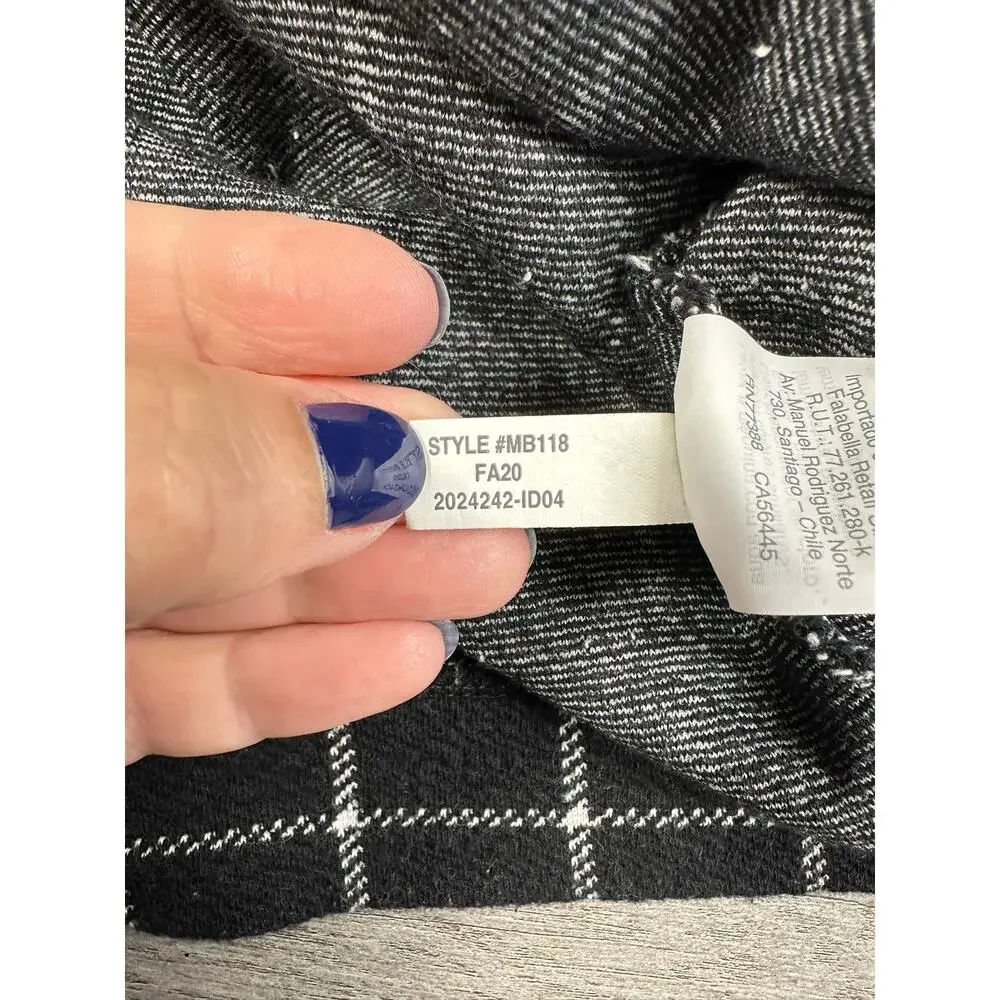 Madewell Textured Turtleneck Top in Windowpane Black White Large